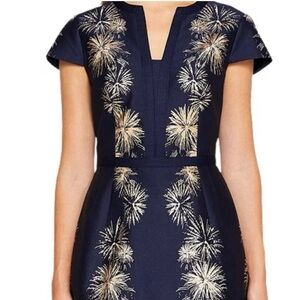 Ted Baker Navy/Gold Tzalla Metallic Jacquard Cocktail Dress- Fireworks Size 1